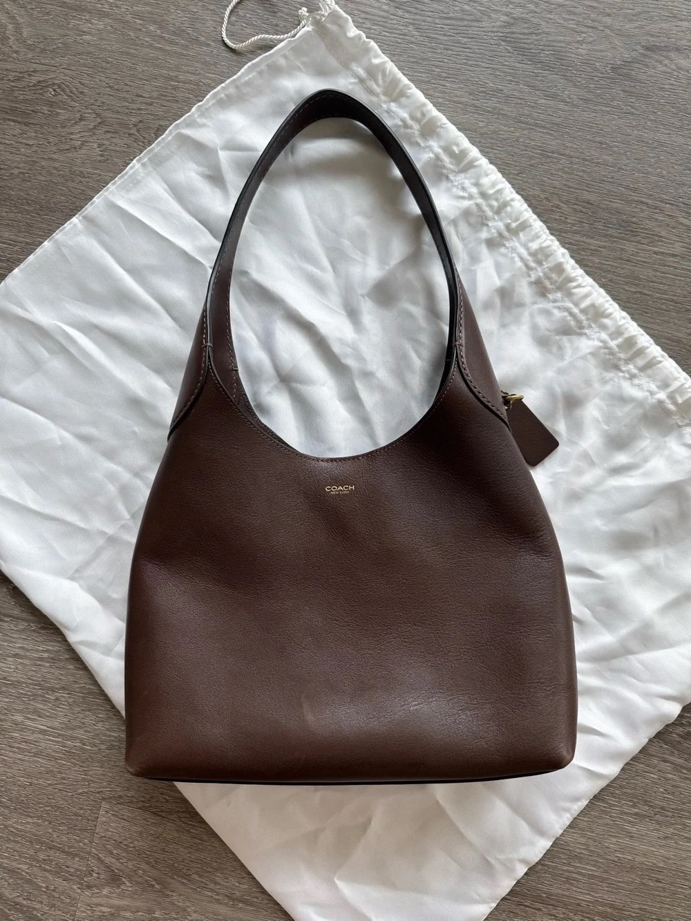 Coach Dark Brown Leather Shoulder Hobo Bag